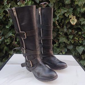 Dolce Vita Marlo Premium 3 Strap/Buckle Zip Up Biker Boots Women's Size 8 Black
